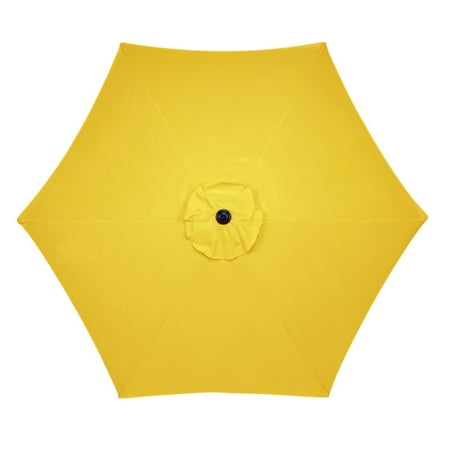 Living Accents 9' Outdoor Patio Market Umbrella, Push Button Tilt, Crank, 6 Ribs, Yellow