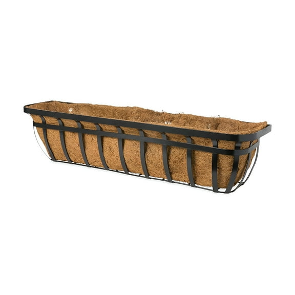 Living Accents 9" x 30" Black Steel Deck Planter