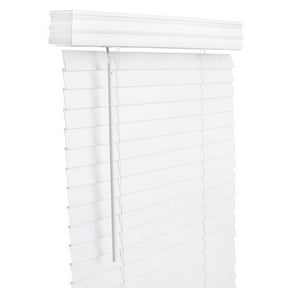 Living Accents FAX3560WH Horizontal Mini-Blinds, Faux Wood, White, 6.75" x 60" x 16"