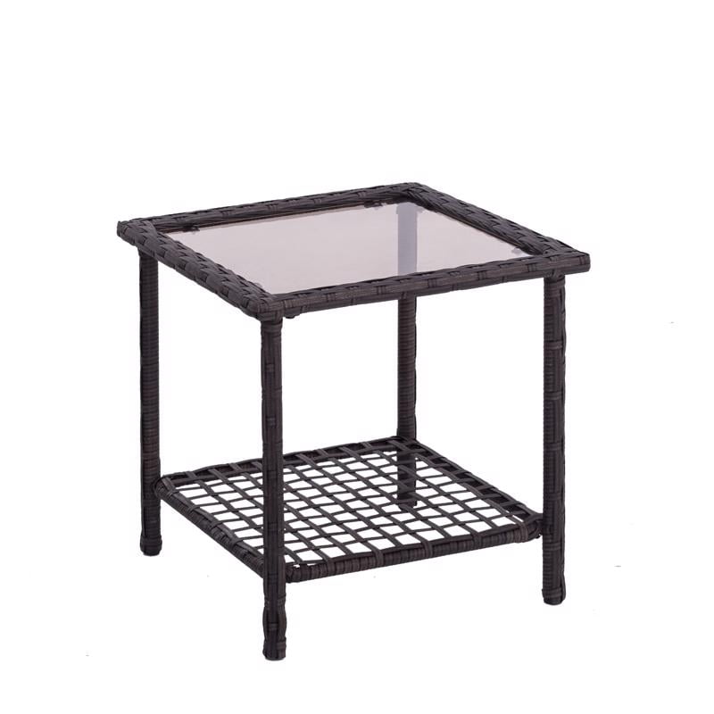 Greenwich Brown Square Glass and Steel Side Table