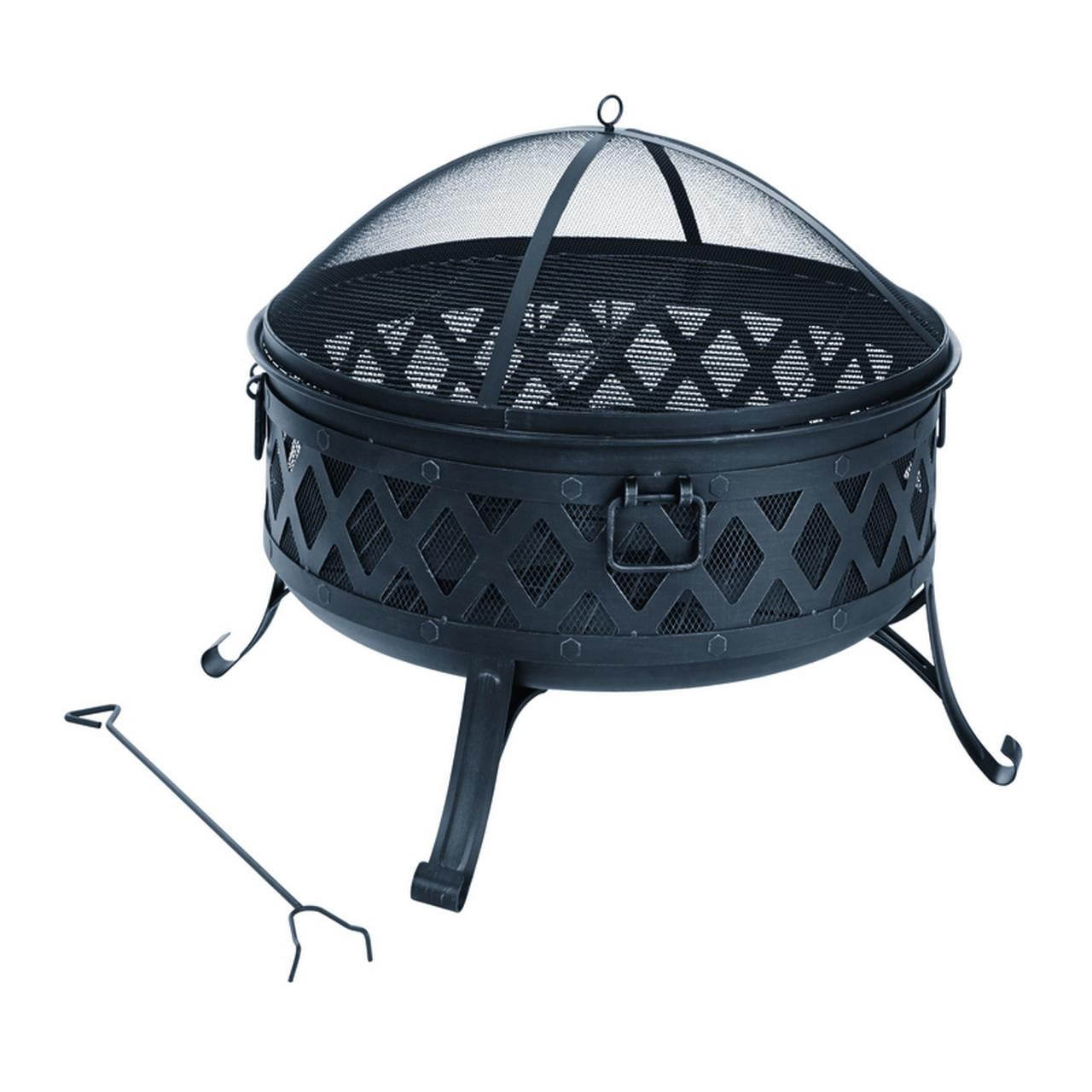 ACE TRADING - OUTDOOR FIREPITS Living Accents Lattice 36" Round x 25.5" H Steel Wood-Burning Fire Pit with Cooking Grate