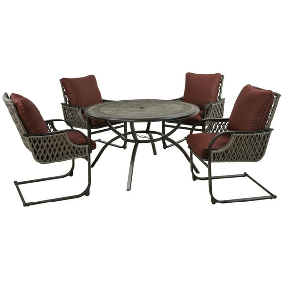 Living Accents Redmond 5 pc. Brown Steel Patio Set Burgundy