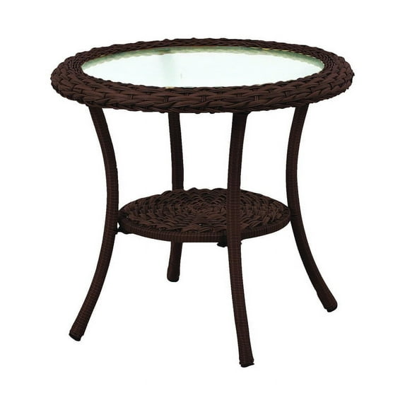 Living Accents Round Brown Glass Side Side Table