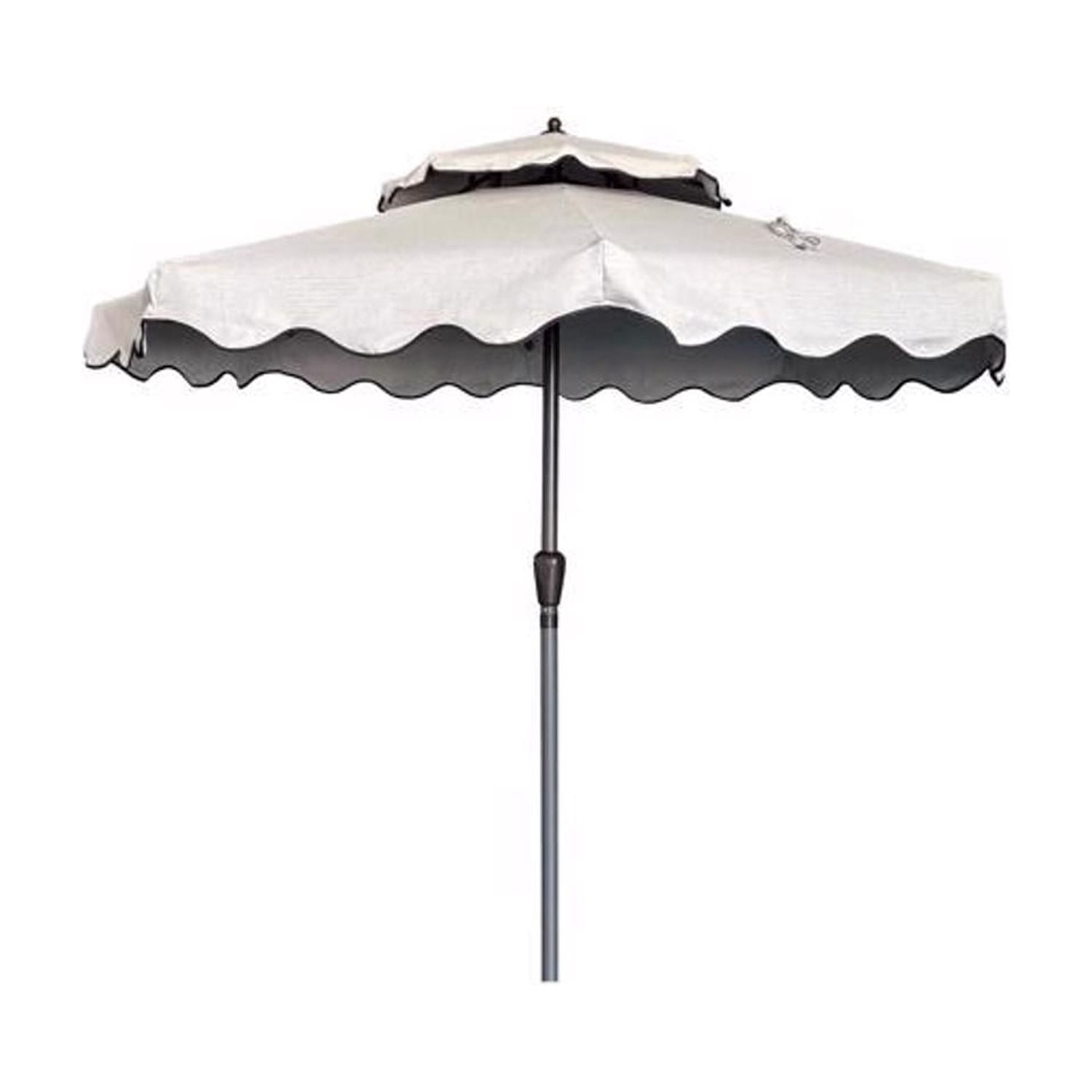 Living Accents Scalloped 9 ft. Tiltable Tan Patio Umbrella