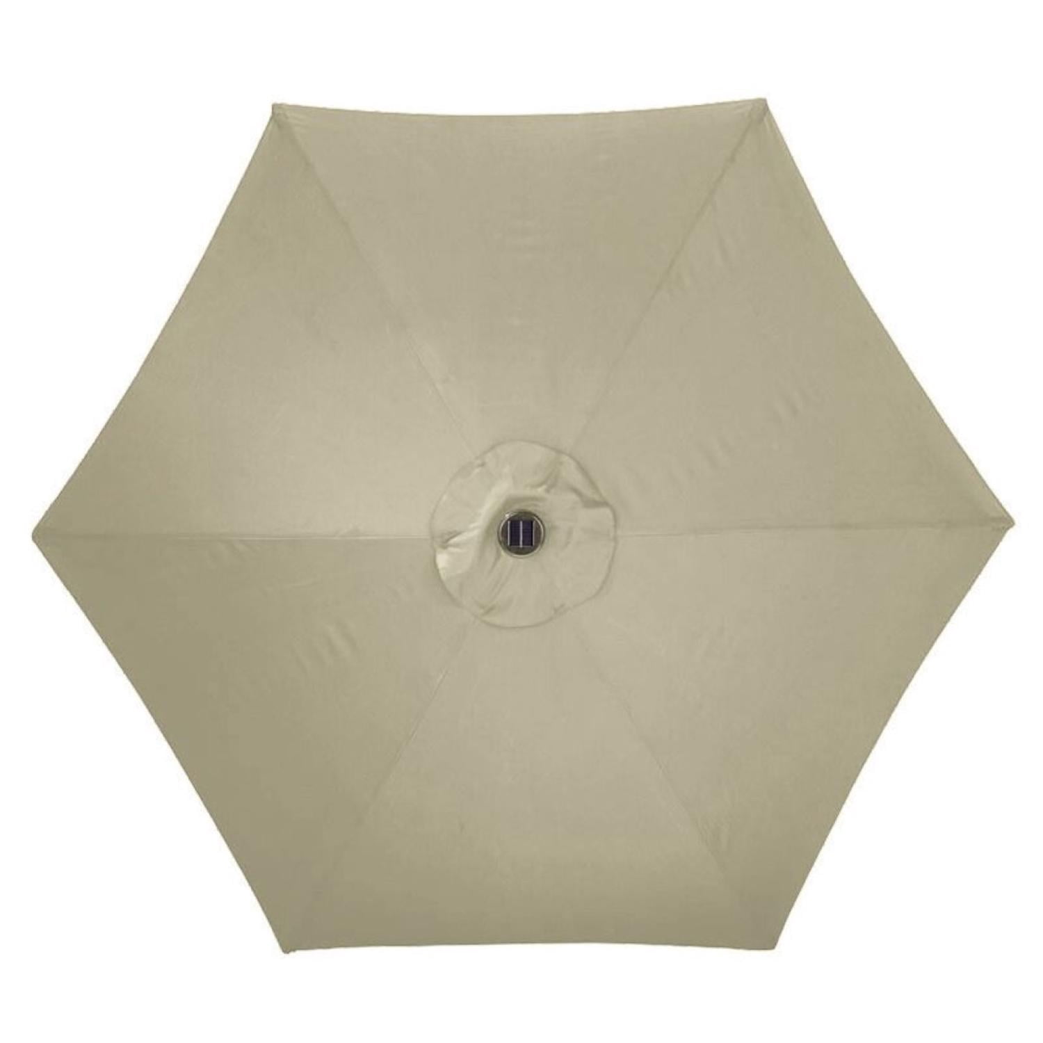 Living Accents Solar LED 9 ft. Tiltable Taupe Market Umbrella