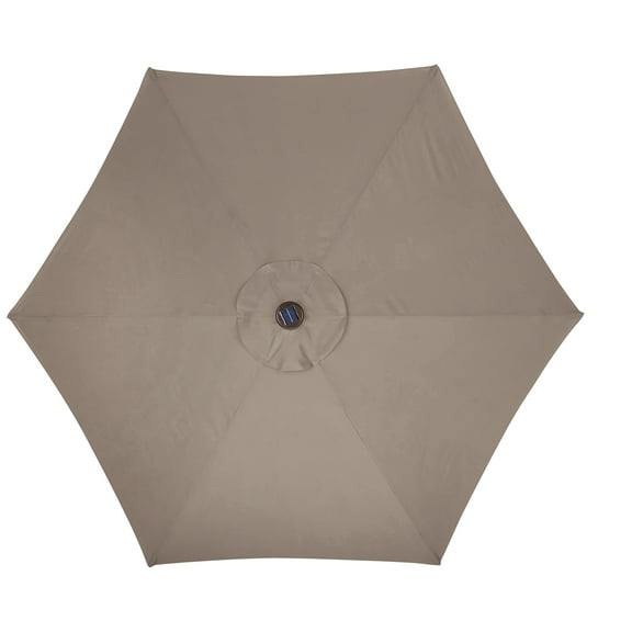 Living Accents Solar LED 9 ft. Tiltable Taupe Market Umbrella