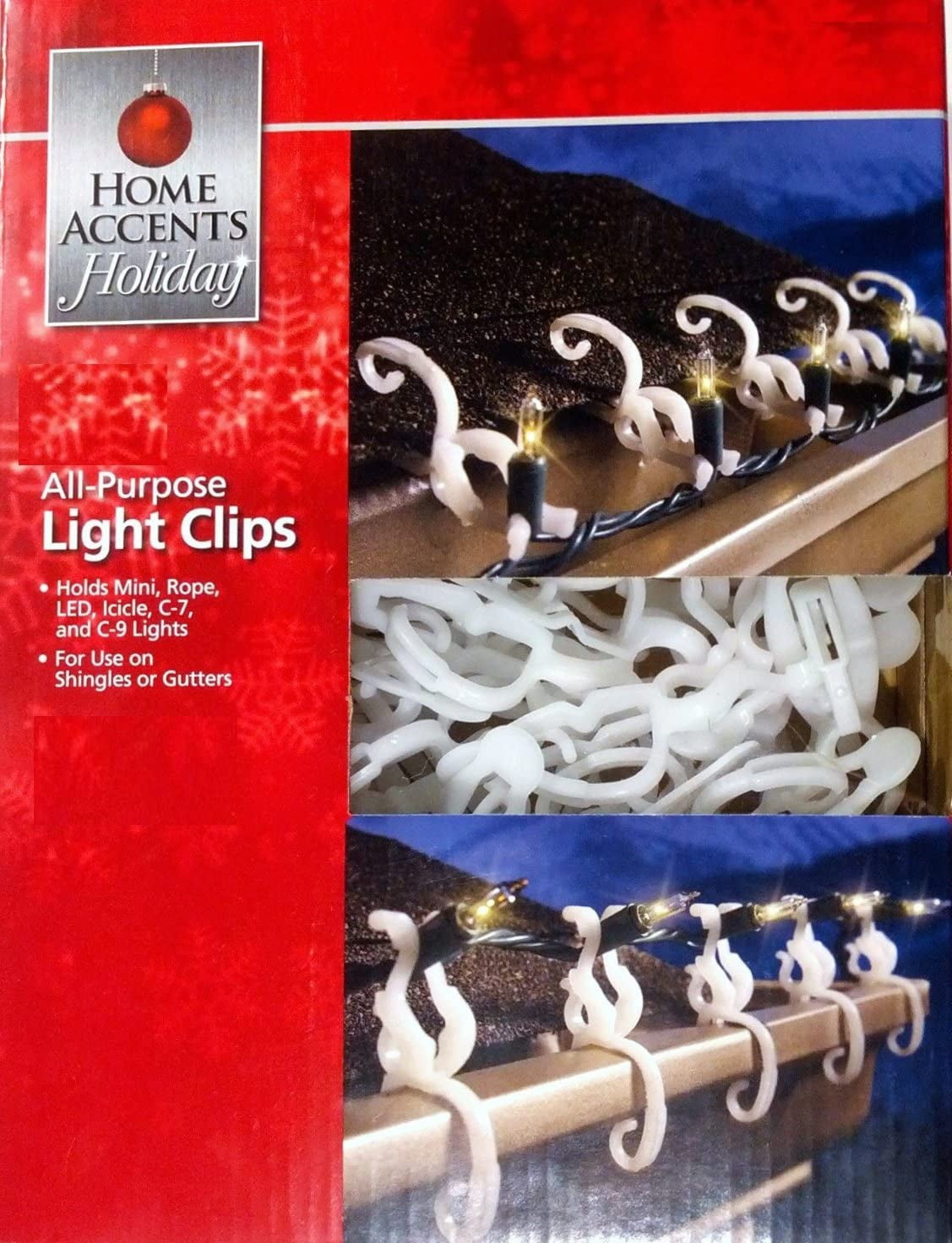 Living AllPurpose Indoor / Outdoor Shingle / Gutter Christmas Light Clips For Mini, Icicle