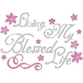 thumbnail image 1 of Living My Blessed Life Bling Rhinestone Iron on Hotfix Transfer Decal Bling Rhinestone Sticker Heat Transfer Patch Clothing Repair Applique for T-Shirt Clothing Pants Bags Colorful, 1 of 7