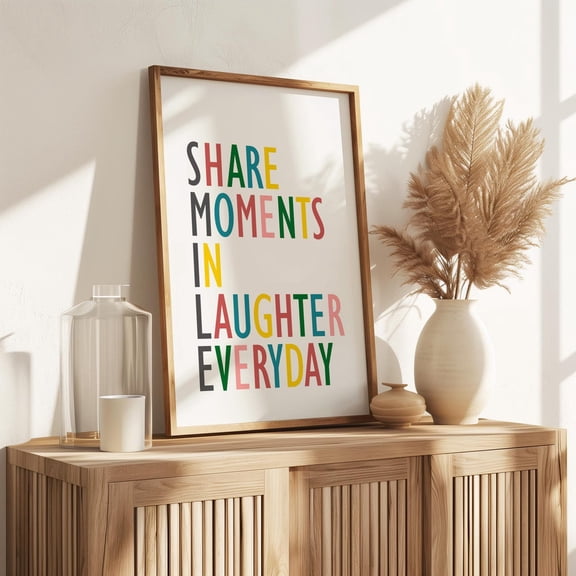 Living Colorful Typography Smile Motivational Quote Illustration Modern Color Play Dining Office Poster Unframed Paper Print