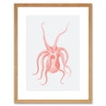 thumbnail image 1 of Living Coral Octopus Upside Down Art Print Black Framed Poster Wall Decor 9x7 inch, 1 of 5