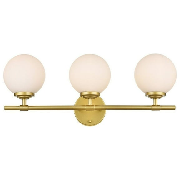 Living District Ansley 3 Light Brass And Frosted White Bath Sconce