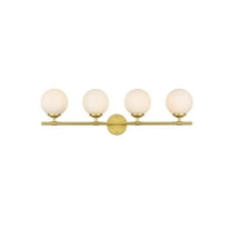 Living District Ansley 4 Light Brass And Frosted White Bath Sconce
