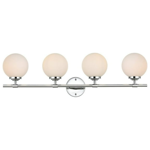 Living District Ansley 4-Light Iron & Glass Bath Sconce in Chrome/Frosted White