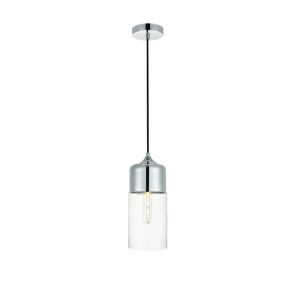 Living District Ashwell 1-Light Metal Pendant in Chrome and Clear