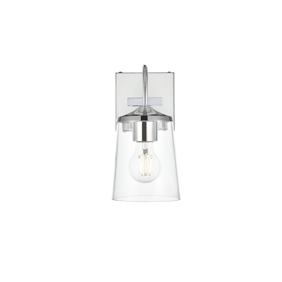 Living District Avani 1-Light Iron & Glass Bath Sconce in Chrome and Clear