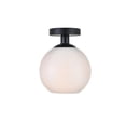 thumbnail image 1 of Living District Baxter 1-Light Metal & Glass Flush Mount in Black/Frosted White, 1 of 3