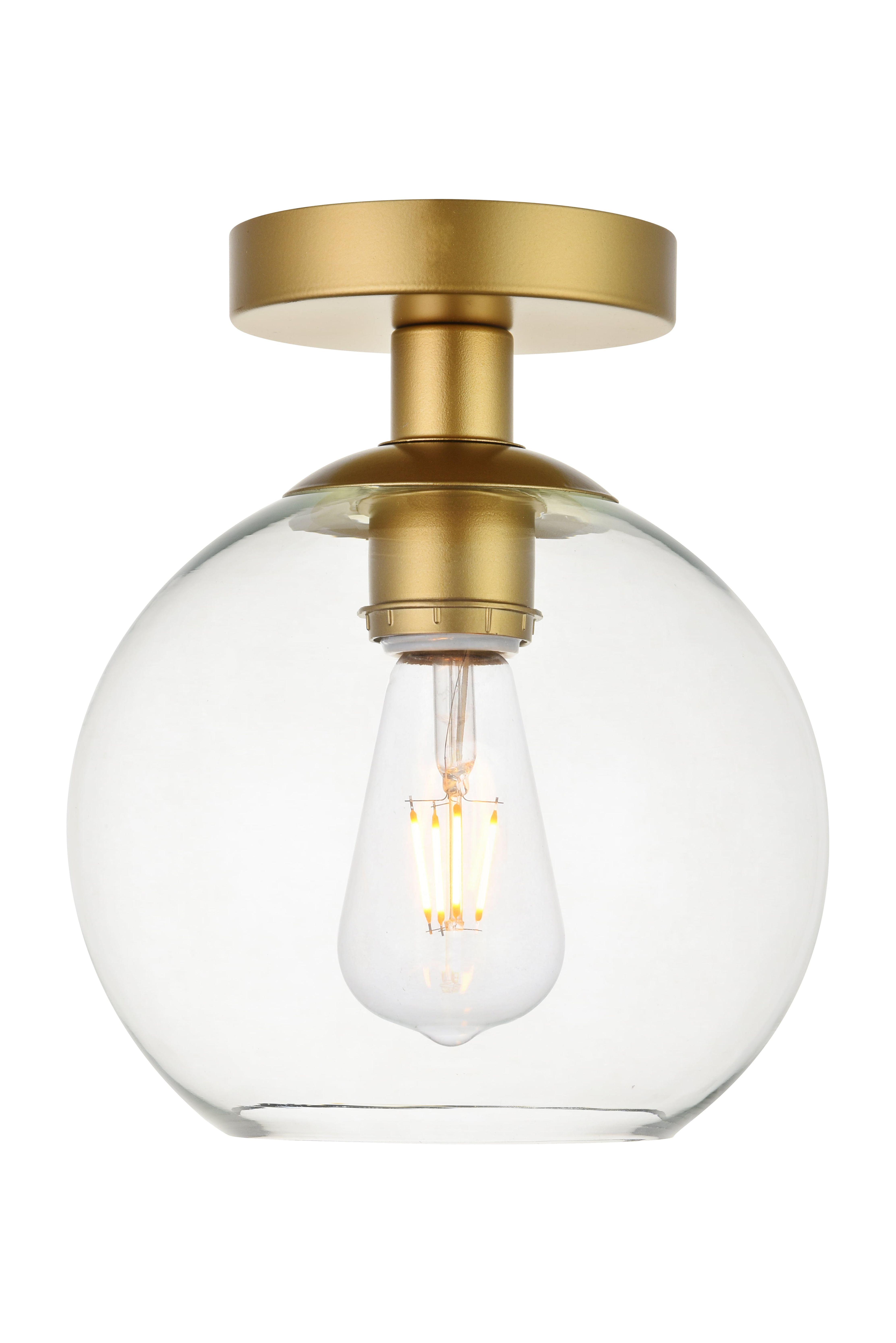 Baxter Cosmopolitan Brass & Glass Flush Mount Ceiling Light