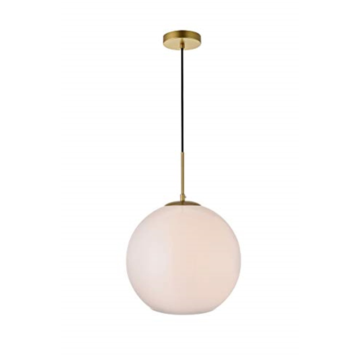 Elegant Brass and Frosted White Glass Globe Pendant Light