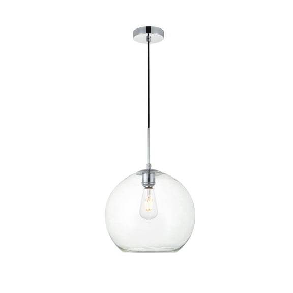 Living District Baxter 1-Light Metal Pendant in Chrome & Clear