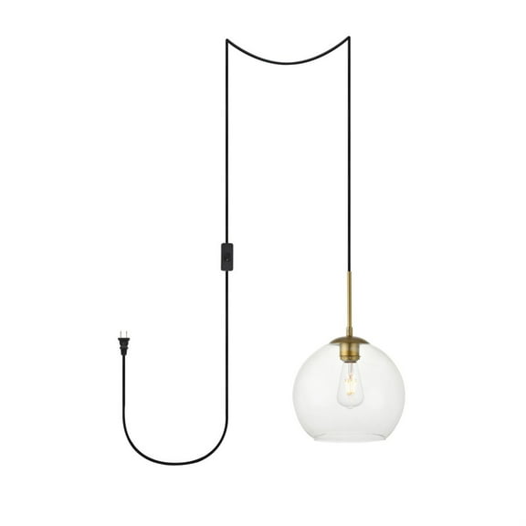 Living District Baxter 1-Light Mid-Century Metal Pendant in Brass Finish