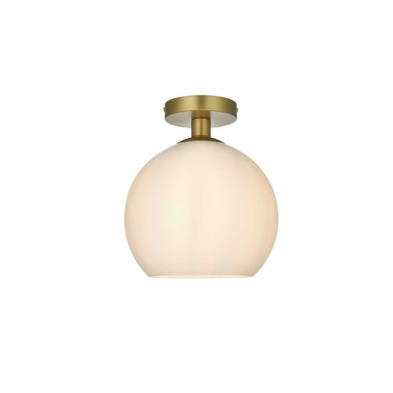 Living District Baxter 10 Inch Flush Mount Frosted White Shade in Satin Gold