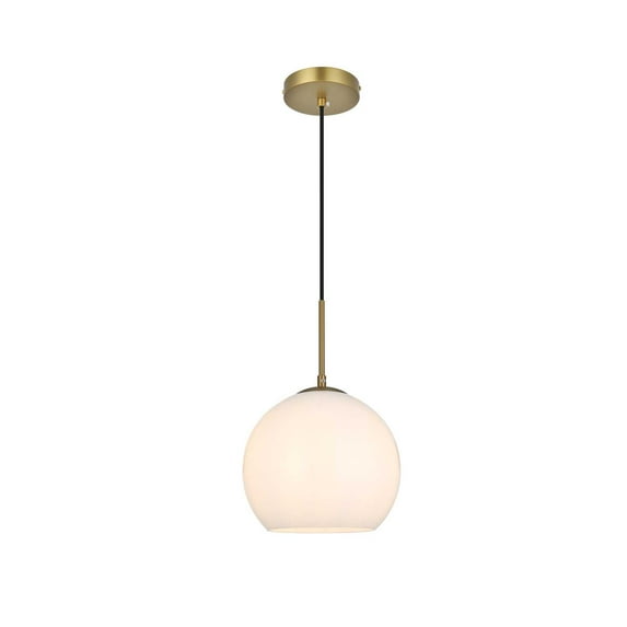Living District Baxter 10 Inch Pendant Frosted White Shade in Satin Gold