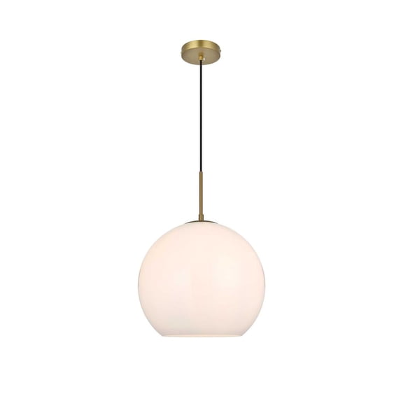 Living District Baxter 14 Inch Pendant Frosted White Shade in Satin Gold