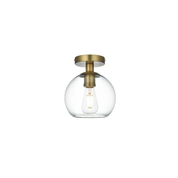 Living District Baxter 8 Inch Flush Mount Clear Shade in Satin Gold