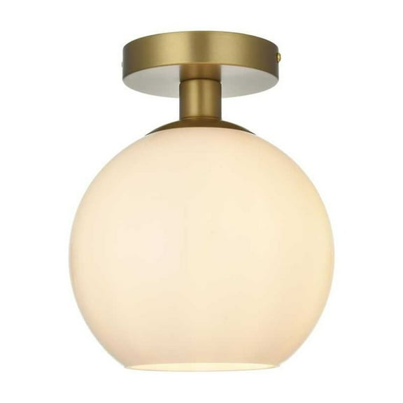 Living District Baxter 8 Inch Flush Mount Frosted White Shade in Satin Gold