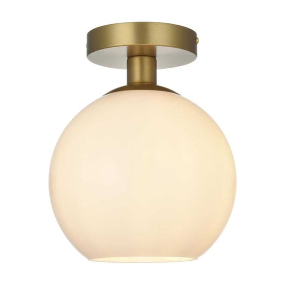 Living District Baxter 8" Flush Mount Frosted White Shade In Satin Gold