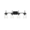 thumbnail image 1 of Living District Benny 4-Light Iron & Glass Bath Sconce in Black/Clear, 1 of 7