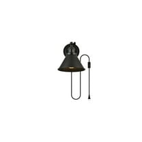Living District Blaise 1-Light Metal Plug-in Wall Sconce in Black