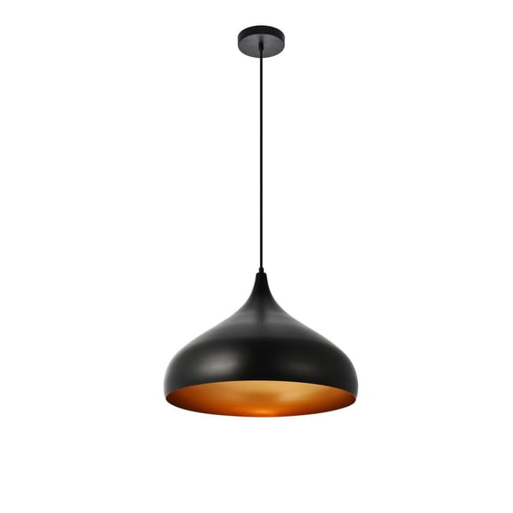 Living District Circa 1-Light Transitional Aluminum Pendant in Black