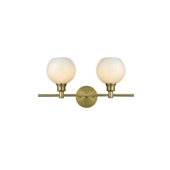 Living District Collier 2 Light Satin Gold And Frosted White Glass Wall Sconce