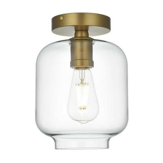 Living District Collier 7.5 Inch Flush Mount Clear Shade in Satin Gold