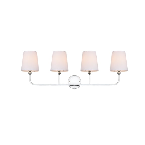 Living District Colson 4-Light Metal & Fabric Bath Sconce in Chrome/White