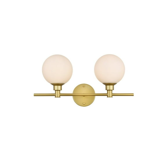 Living District Cordelia 2 Light Brass And Frosted White Bath Sconce