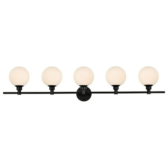 Living District Cordelia 5-Light Iron/Glass Bath Sconce in Black/Frosted White