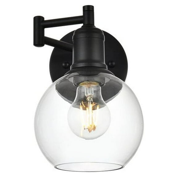Living District Davian 1 Light Black And Clear Swing Arm Wall Sconce