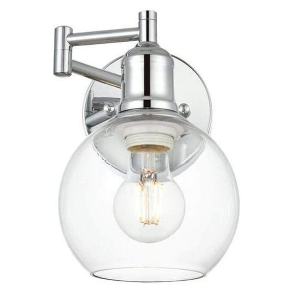 Living District Davian 1 Light Chrome And Clear Swing Arm Wall Sconce