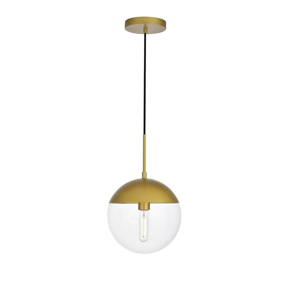 Living District Eclipse 1-Light Glass & Metal Pendant in Brass/Clear