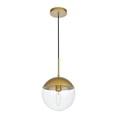 thumbnail image 1 of Living District Eclipse 1-Light Glass & Metal Pendant in Brass/Clear, 1 of 7