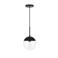 thumbnail image 1 of Living District Eclipse 1-Light Metal & Glass Pendant in Black/Clear, 1 of 3