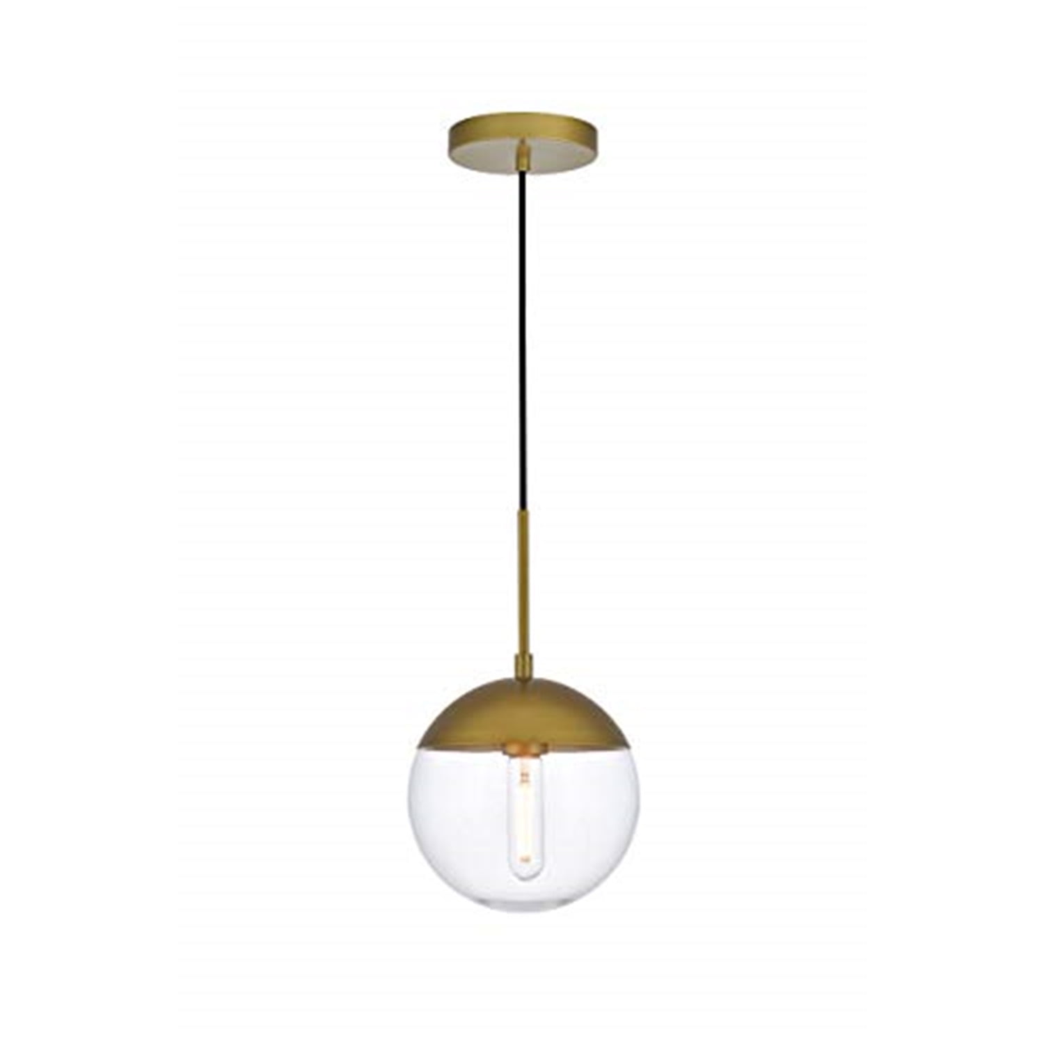 Brass and Clear Glass Globe Pendant Light with Adjustable Cord