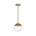 thumbnail image 1 of Living District Eclipse 1-Light Metal & Glass Pendant in Brass and Clear, 1 of 3