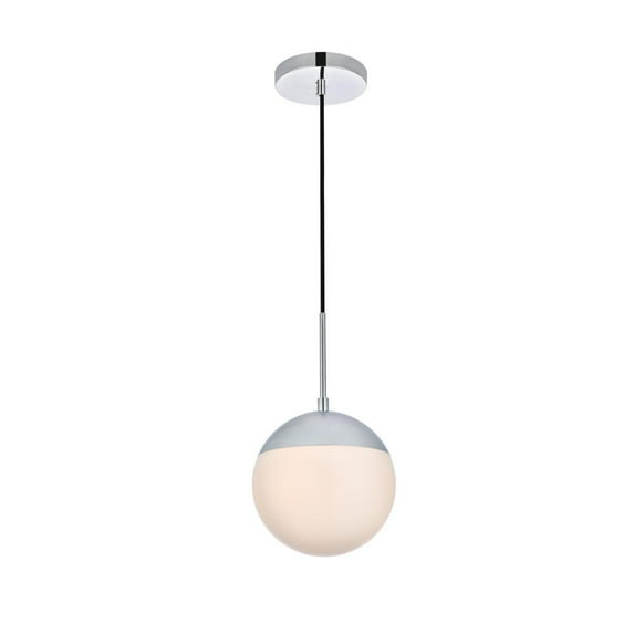 Living District Eclipse 1-Light Metal & Glass Pendant in Chrome/Frosted White