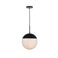 thumbnail image 1 of Living District Eclipse 1-Light Metal & Glass Pendant in Frosted White/Black, 1 of 7