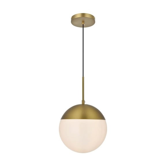Living District Eclipse 10 Inch Pendant Frosted White Shade in Satin Gold