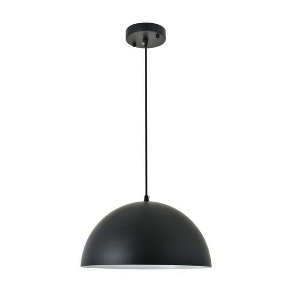 Living District Forte 1-Light Mid-Century Metal Pendant in Black Finish