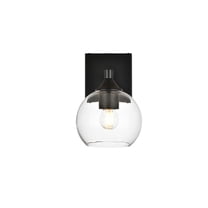 Living District Foster 1-Light Iron & Glass Bath Sconce in Black/Clear